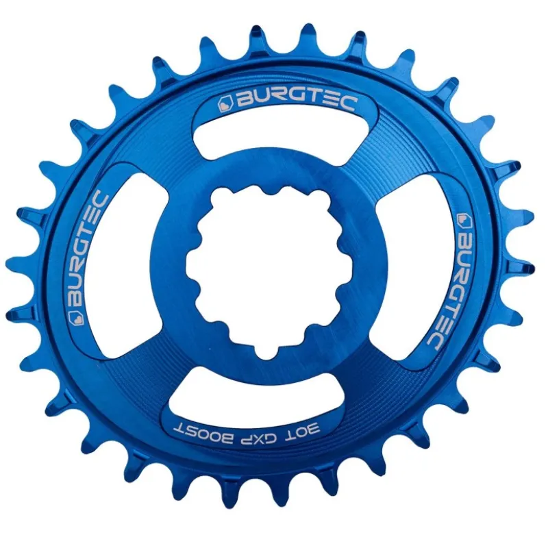 Pinion față pentru bicicleta BURGTEC Oval GXP Boost 3mm Offset Thick Thin Chainring ­32T ­Deep Blue Reducere extra